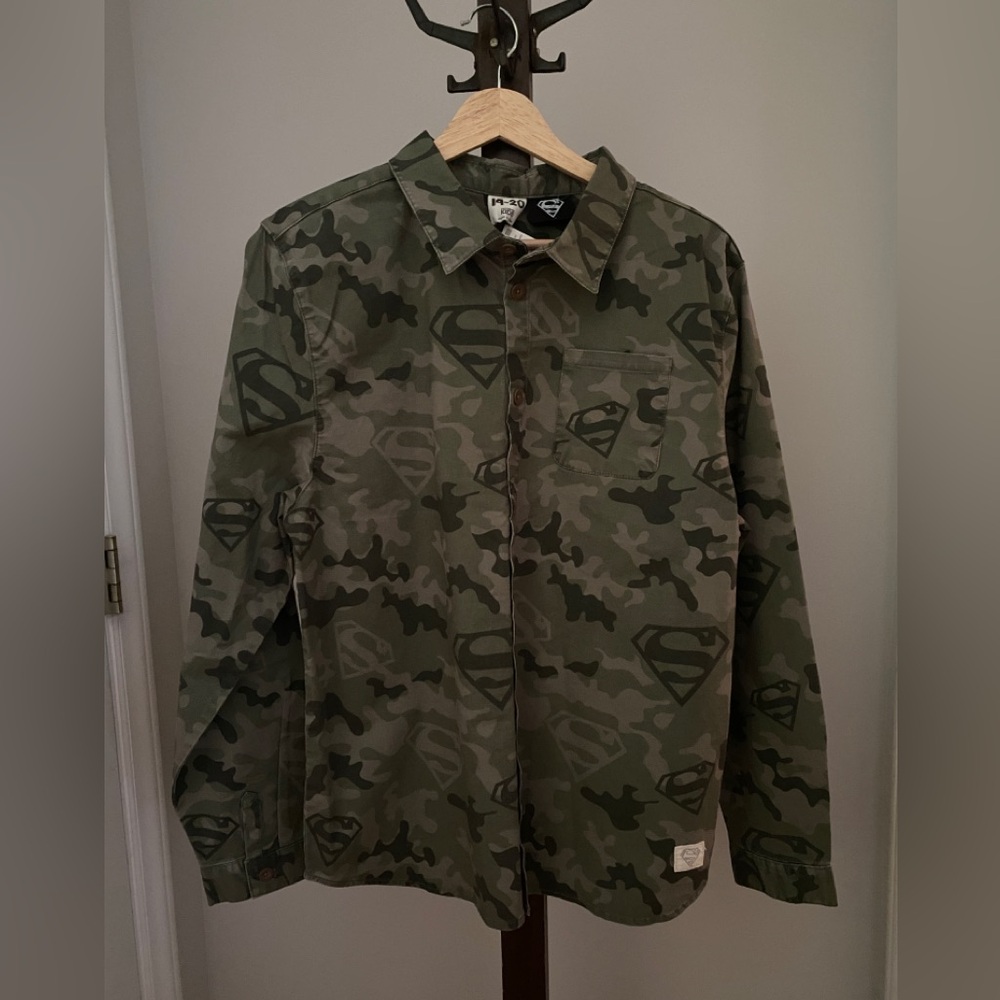 New Boys LS Button Down Camo Rocky Shirt Size 20